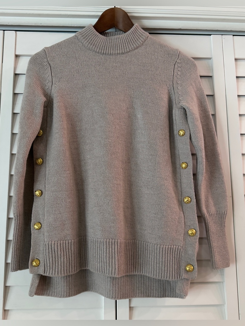 Tuckernuck Sweater Women’s XS Dune Bexley Oatmeal Wool Knit Top Button Sides